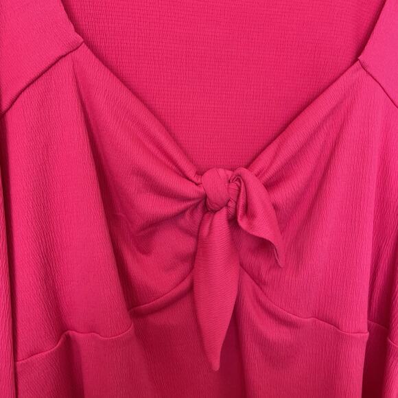 Ava & Viv Pink Long Bishop Sleeve Tie Front Top Sexy Classy Date Plus Size 4X - Picture 5 of 9